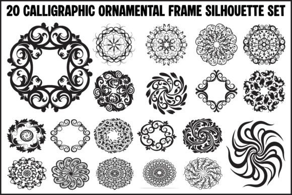 20 Elegant Calligraphic Ornamental Frame: Graphics & Decorative Elements