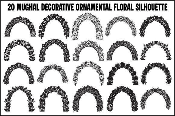 20 Mughal Decorative Ornamental Floral Graphics