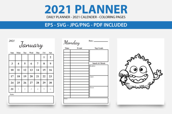 2021 Planner Printable Template Graphic — Kdp Interiors Graphics