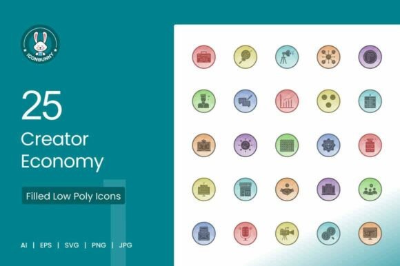 25 Creator Economy Icons for Graphics and Branding