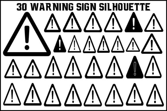 30 Warning Sign Silhouette Set – Caution Graphics