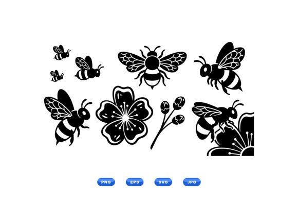 Bee Floral SVG Clipart Pack: Graphics & Crafts for Local Branding