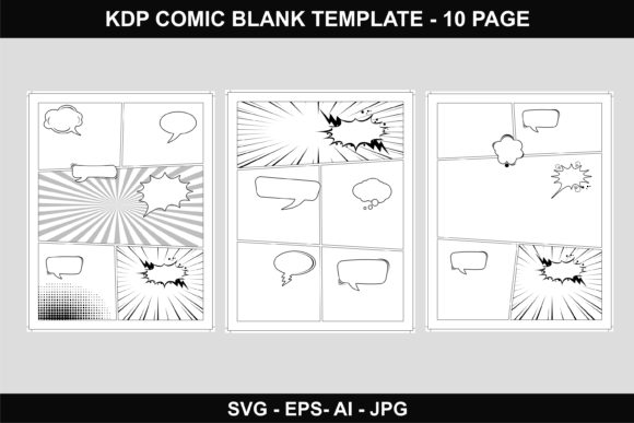 Comic Book Blank Template with Bleed: Graphics & Graphic Templates