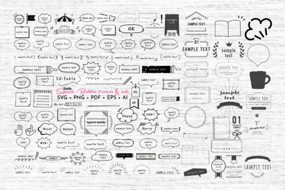 Doodle Speech Bubbles Frames Note SVG
