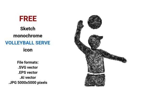 FREE Sketch Volleyball Serve Icon Graphics Freebies