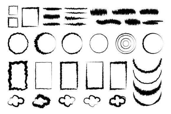 Hand Drawn Marker Strokes Frames for Crafts and Graphics