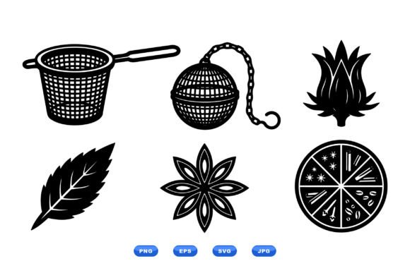 Herbal Tea Icon Clipart Set: Graphics for Crafts Sellers