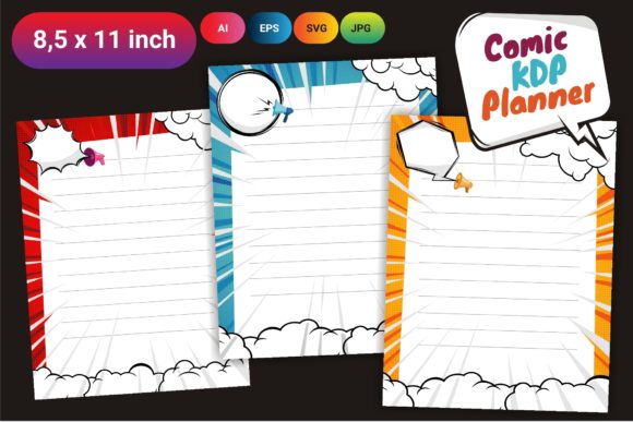 KDP Comic Daily Planner Best Template: Graphics for Kdp Interiors