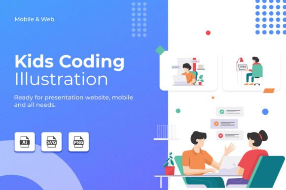 Kids Coding Icons for Digital Sellers
