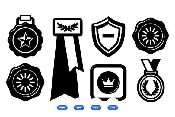 Retro Award Badge Icons: Graphics for Crafts & Branding