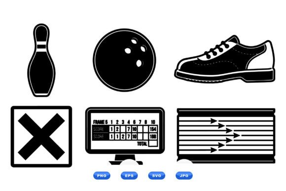 Retro Bowling Icon Collection: Graphics for Crafts & Playful Branding