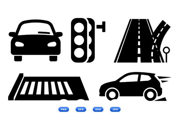 Road Traffic Icon Clipart: Graphics for Crafts and Content