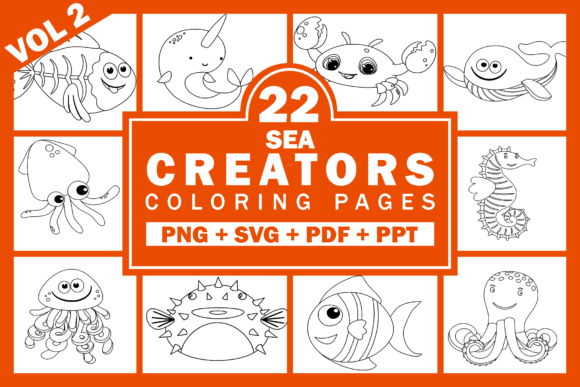 Sea Animals Coloring Pages Volume 2: Graphics for KDP Interiors & Handmade Brands
