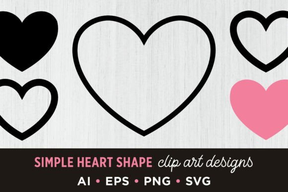 Simple Heart Shape Clip Art Set