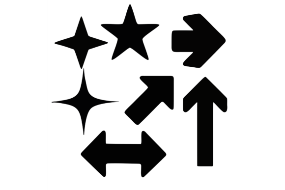 Sparkle Star Arrow Sign Y2K Silhouette for Crafts and Graphics