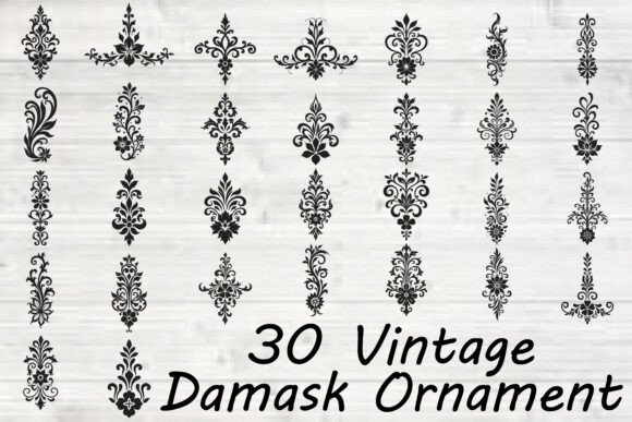 Vintage Damask Ornament: Graphics for Crafts and Branding