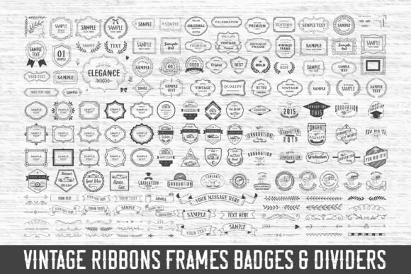 Vintage Ribbons Frames Badges Graphics